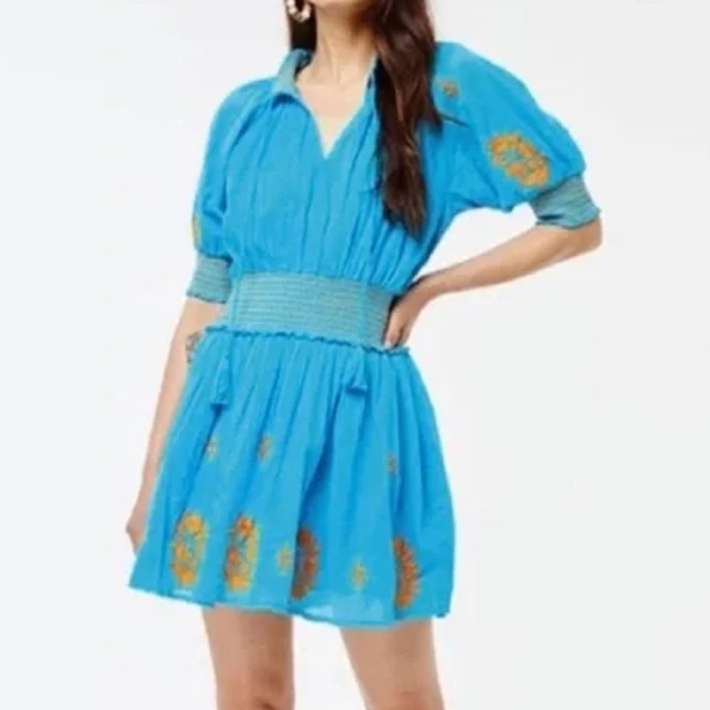 Roller Rabbit Turquoise Embroidered Dress Size Small Roller‎ Rabit women's dress